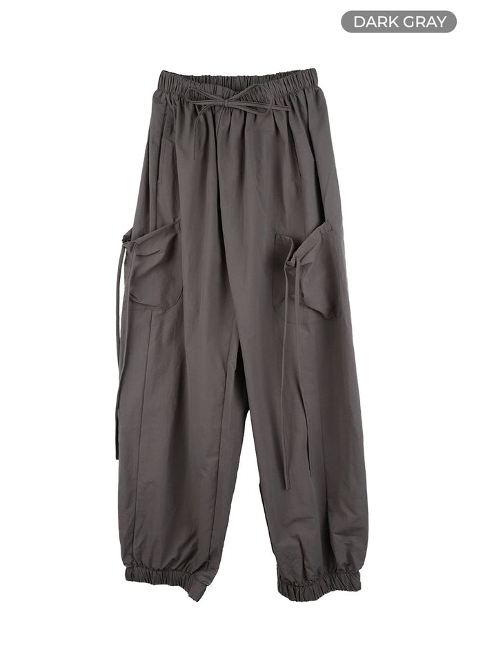 ribbon-cargo-nylon-pants-oa425 / Dark gray