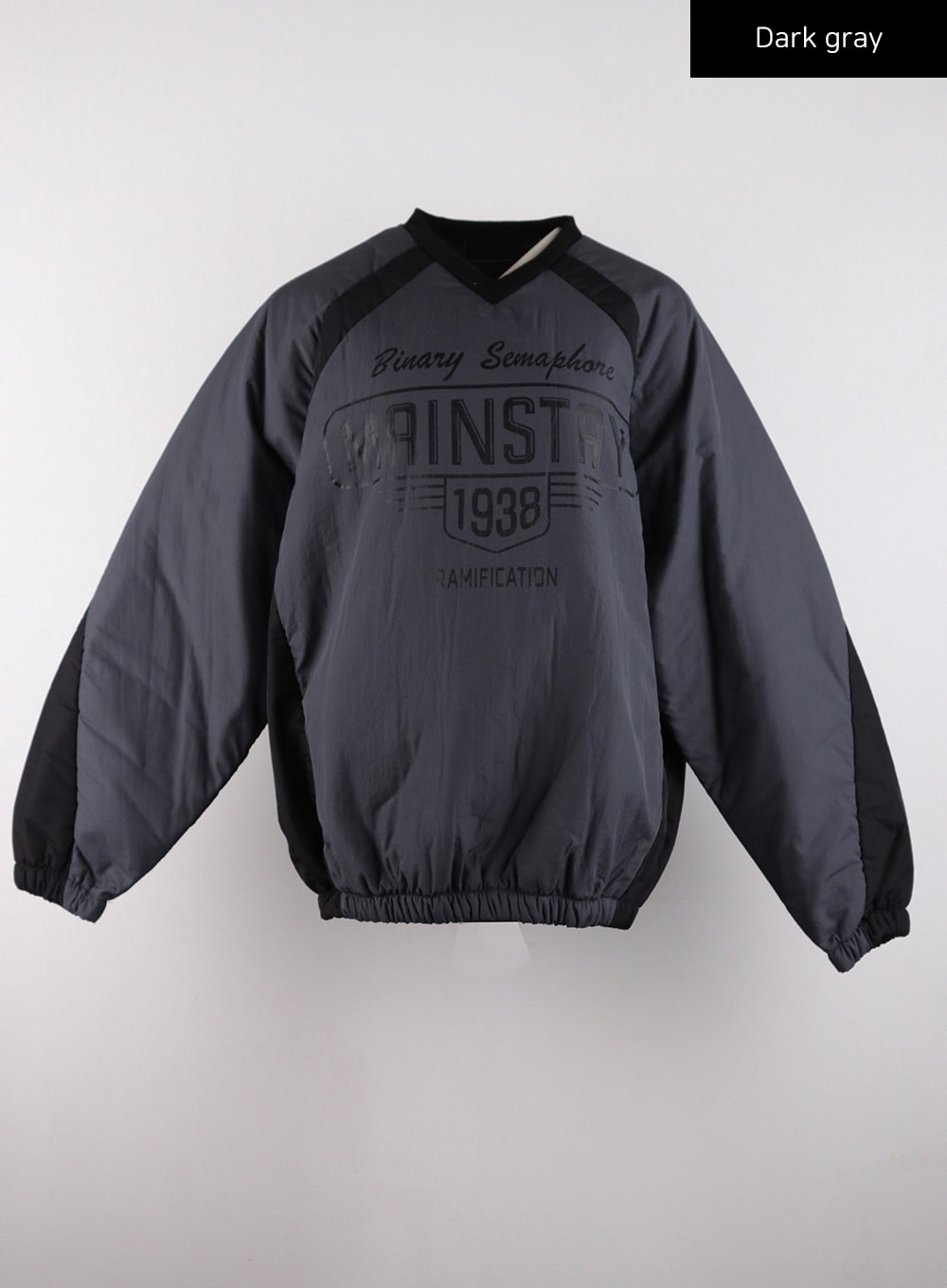 V-Neck Lettering Nylon Sweatshirt CD308