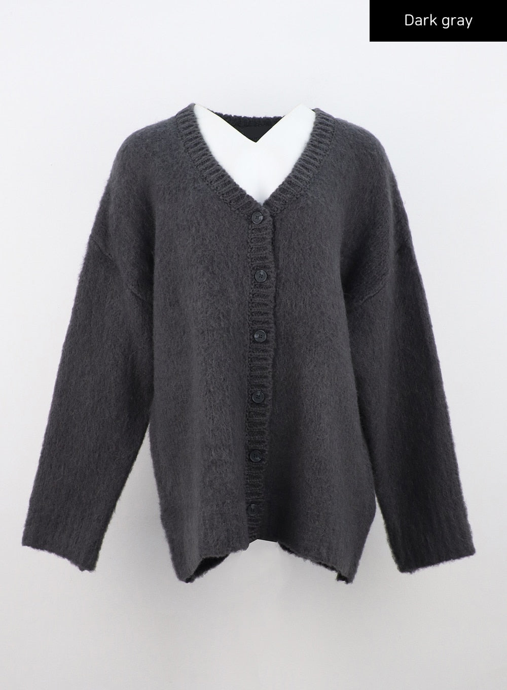 v-neck-loose-fit-knit-cardigan-cn303 / Dark gray