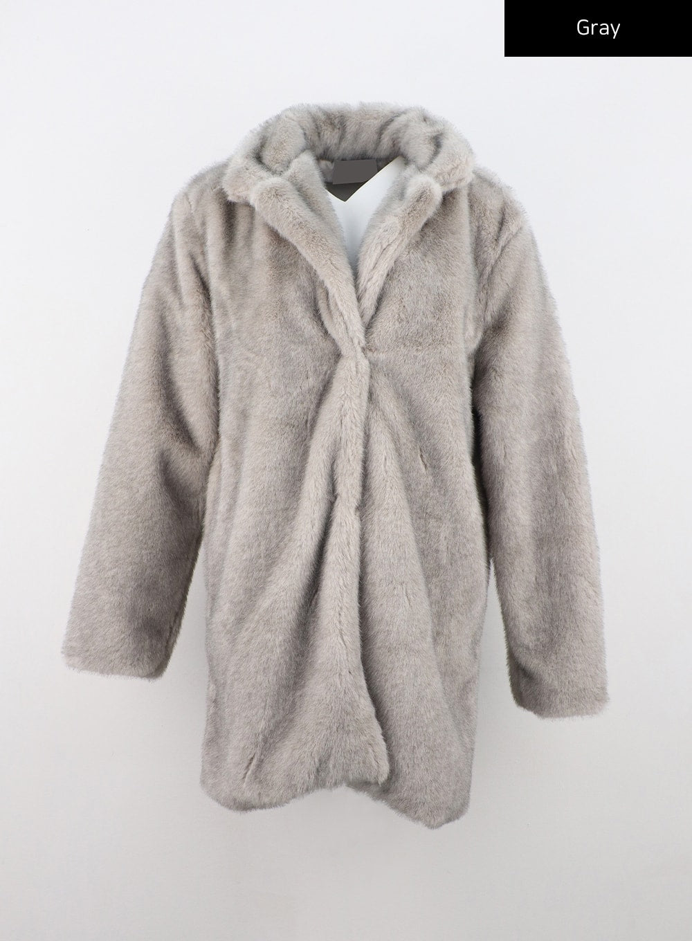 long-sleeve-faux-fur-jacket-cn303 / Gray