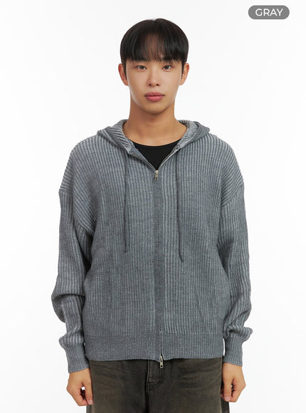 mens-softtouch-two-tone-hooded-cardigan-co408 / Gray