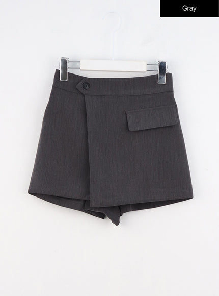 front-wrap-mini-skort-oo316 / Gray