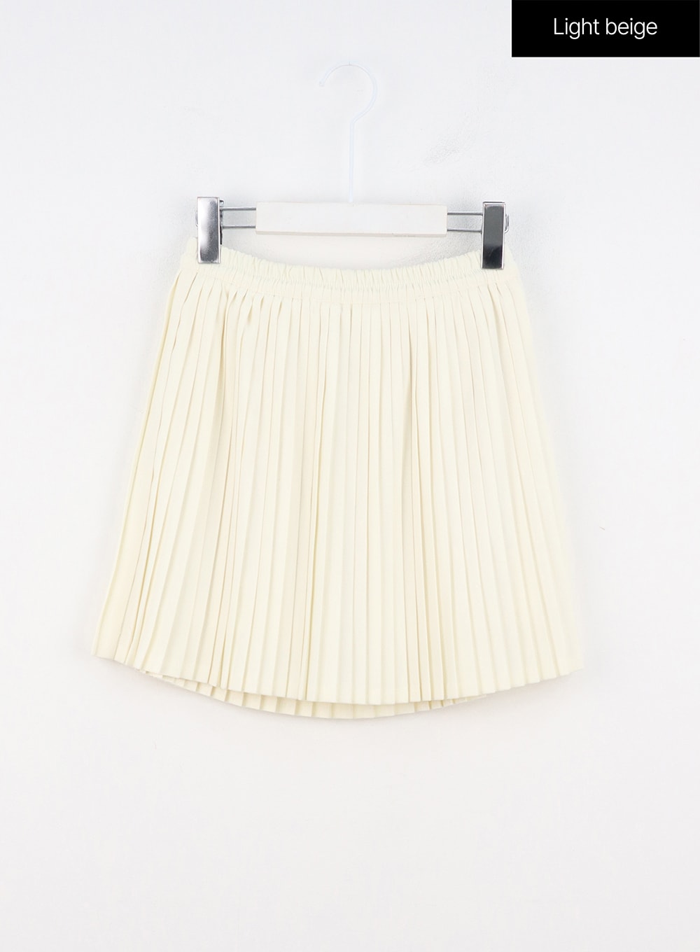 solid-pleated-mini-skirt-oo312 / Light beige