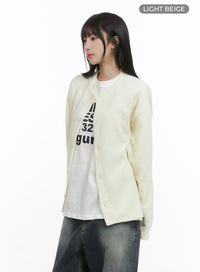 round-neck-long-sleeve-cardigan-cg430 / Light beige