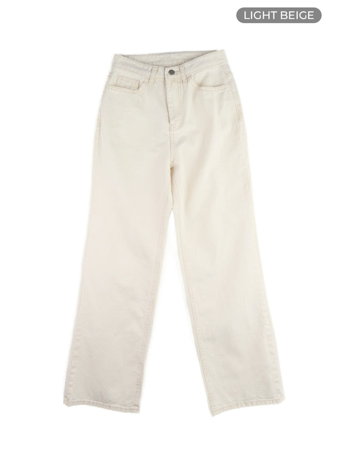 light-washed-straight-jeans-om412 / Light beige