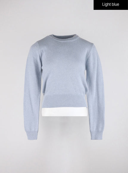 round-neck-crop-knit-sweater-od326 / Light blue