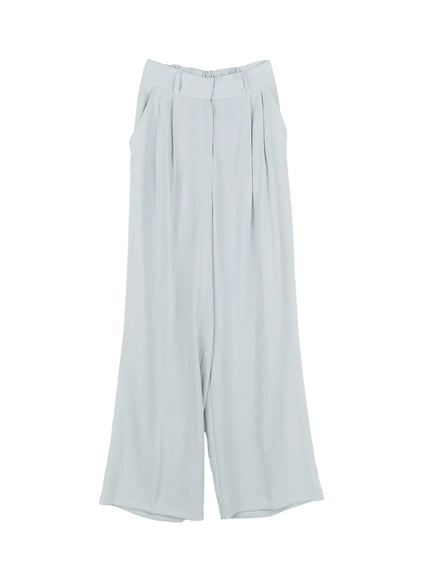 linen-wide-leg-trousers / Light blue