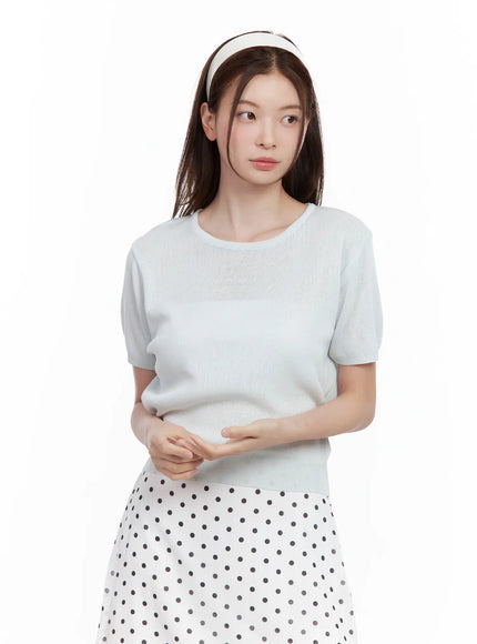 lightweight-round-neck-top / Light blue