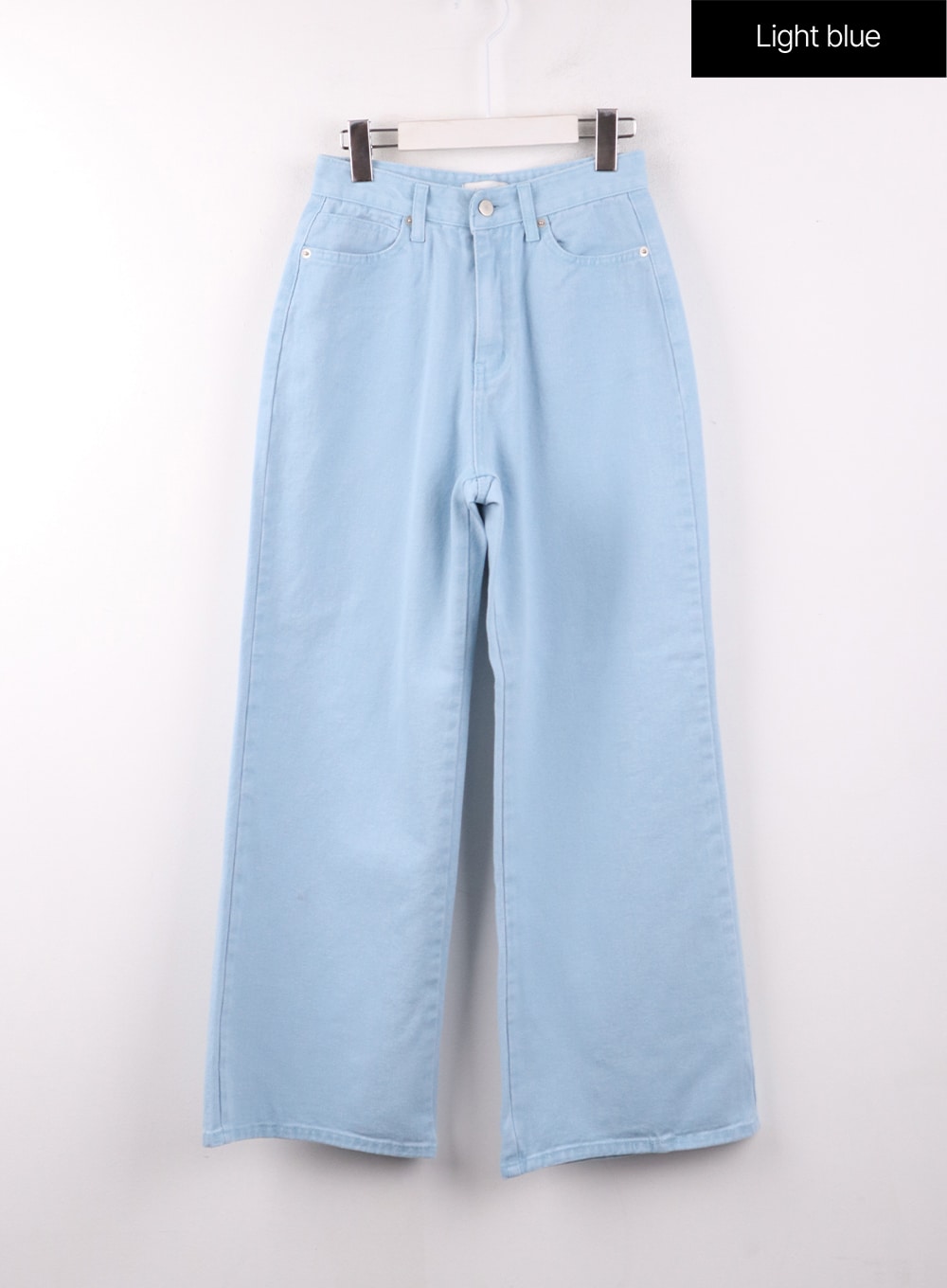 mid-waist-pocket-wide-leg-pants-of406 / Light blue