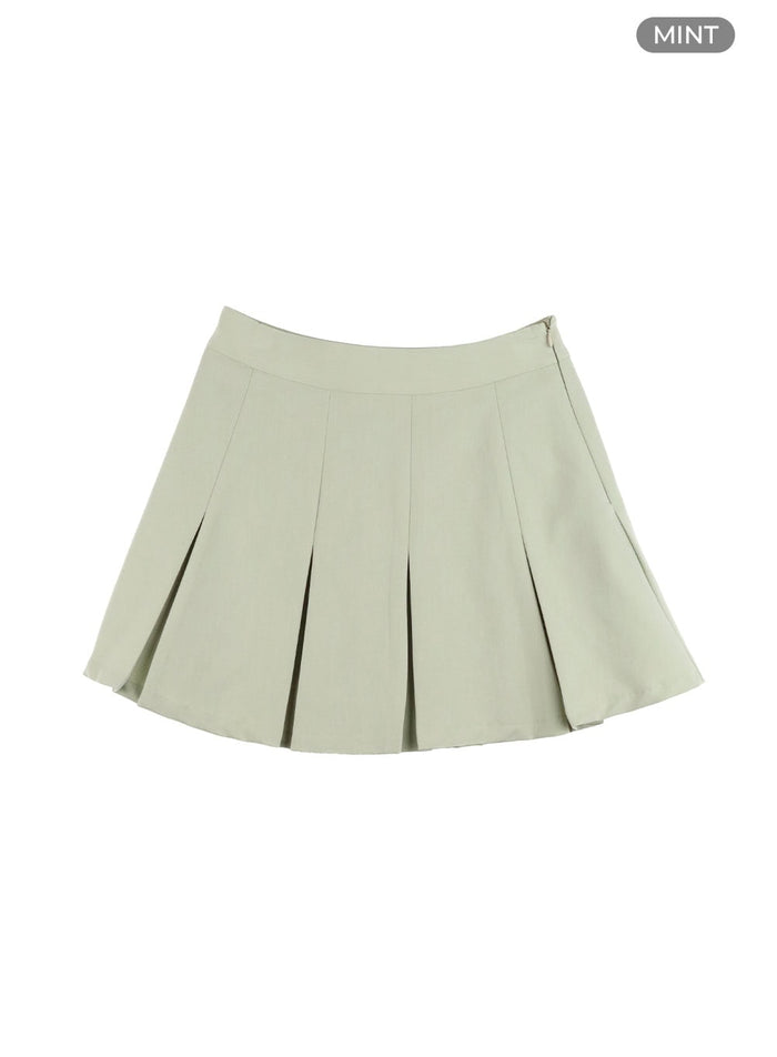 solid-pleated-mini-skirt-oy417 / Mint