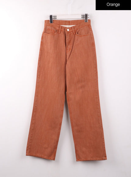 washed-straight-leg-pants-of405 / Orange