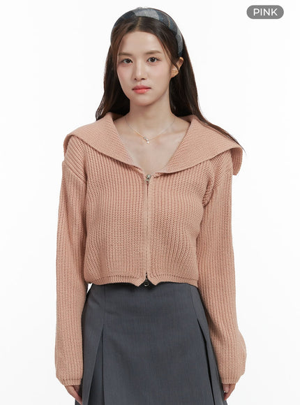 classic-zip-up-acrylic-crop-top-os416 / Pink