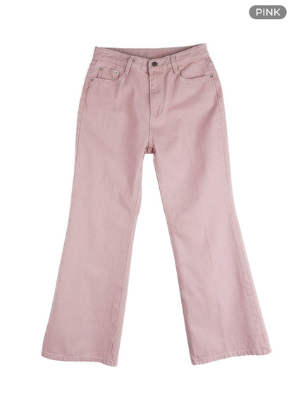 basic-straight-leg-bootcut-pants-om405 / Pink