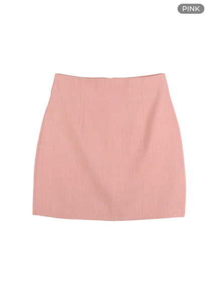 solid-mini-skirt-oy417 / Pink