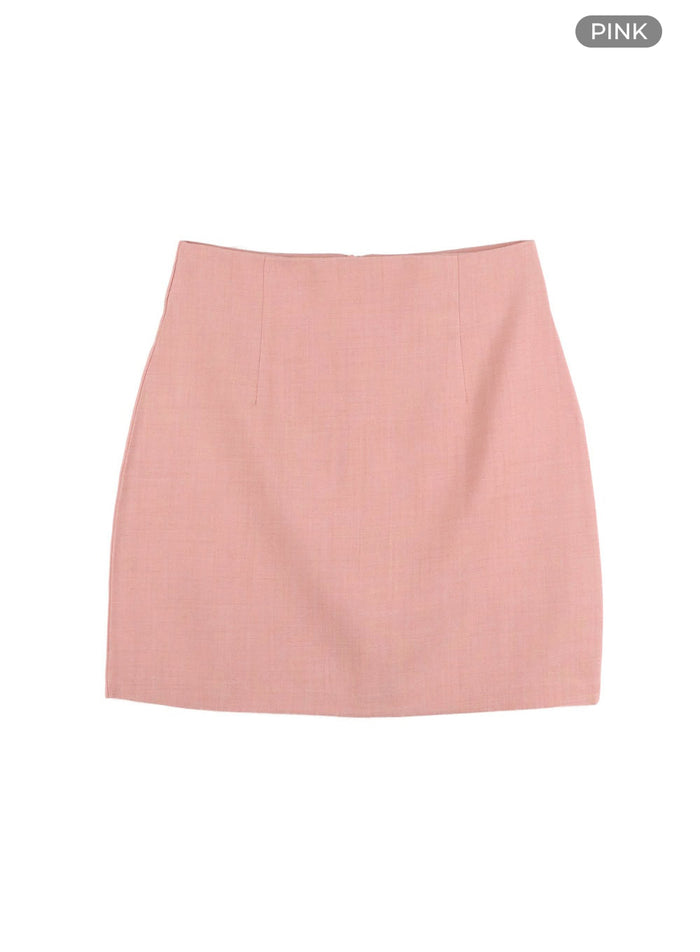 solid-mini-skirt-oy417 / Pink