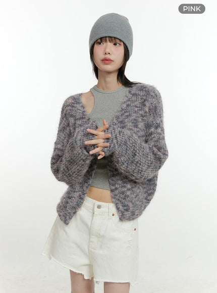 fuzzy-long-sleeve-cardigan-cg401 / Pink