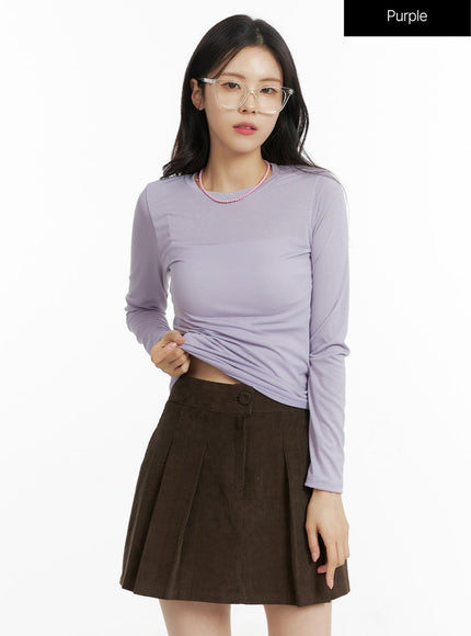 slim-fit-basic-long-sleeve-tee-of408 / Purple