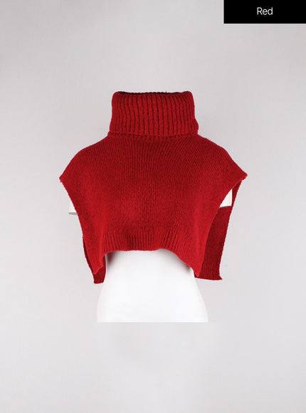 solid-turtleneck-crop-knit-vest-od326 / Red