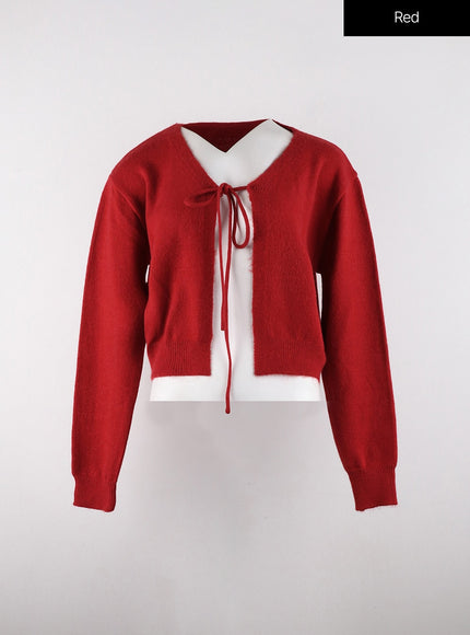 v-neck-tie-cardigan-od321 / Red