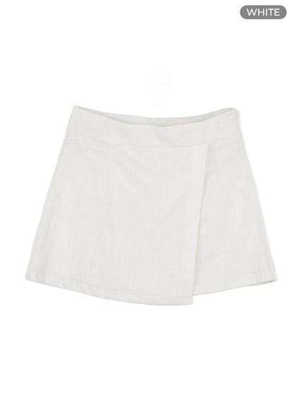 linen-mini-wrap-skirt-ol416 / White