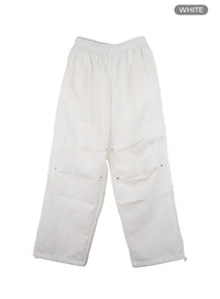 pintuck-nylon-wide-leg-pants-oy408 / White