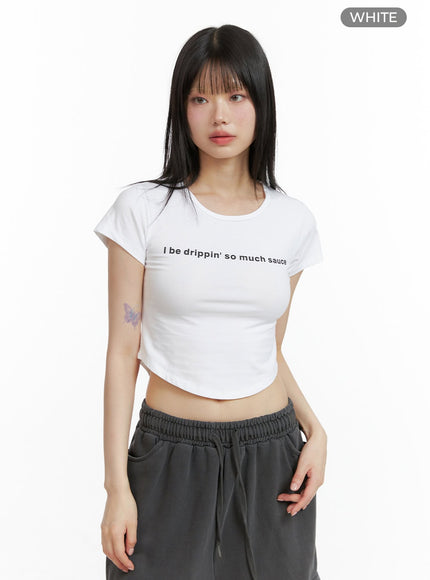 graphic-lettering-crop-tee-cl402 / White