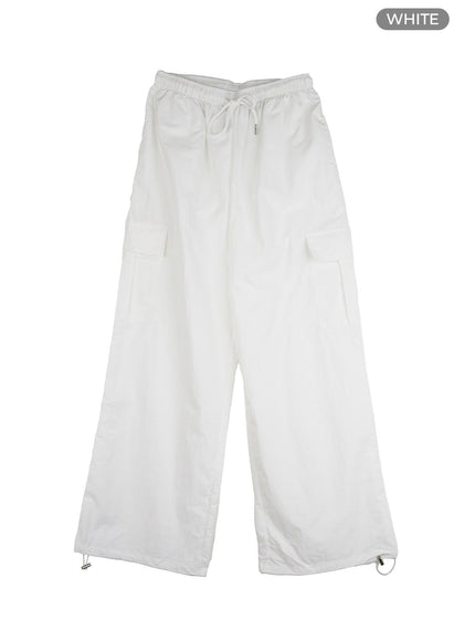 nylon-cargo-pocket-string-pants-ol411 / White