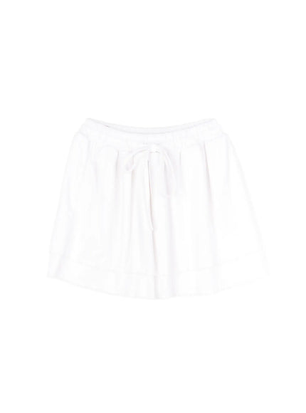 lace-trim-layered-mini-skirt-cy519 / White