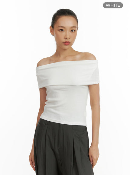 off-shoulder-solid-top-cu414 / White