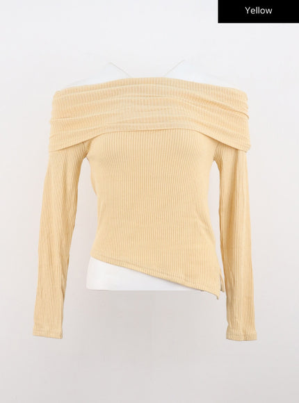 off-shoulder-ribbed-top-co313 / Yellow