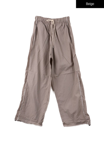 string-nylon-wide-pants-cf414 / Beige