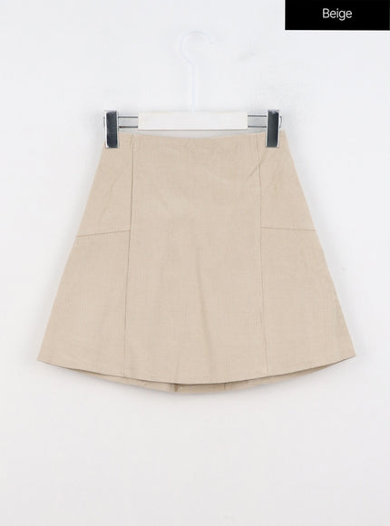 corduroy-banded-mini-skirt-oo331 / Beige