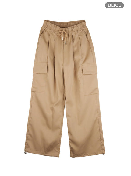 drawstring-cargo-pants-cu417 / Beige