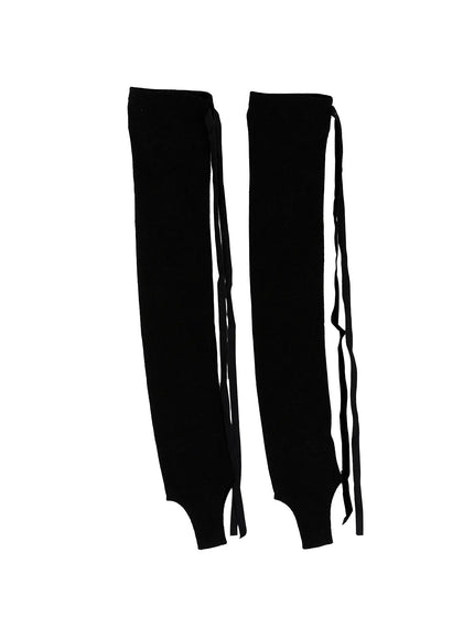 tie-up-knee-high-leg-warmers-cg519 / Black