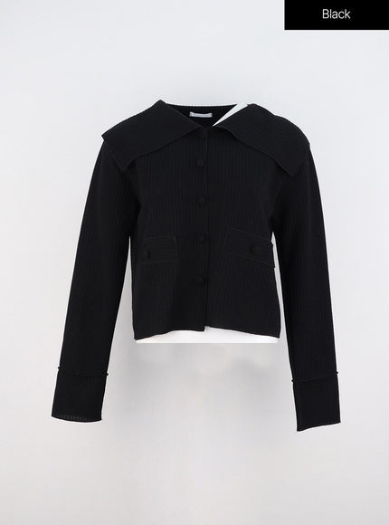 lovely-collar-buttoned-cardigan-oo323 / Black