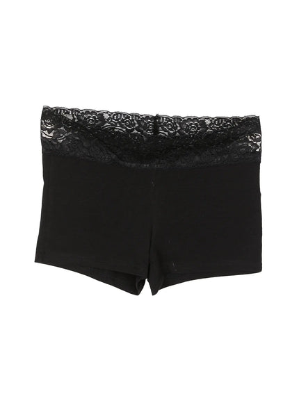 lace-trim-cotton-micro-shorts-cu518 / Black