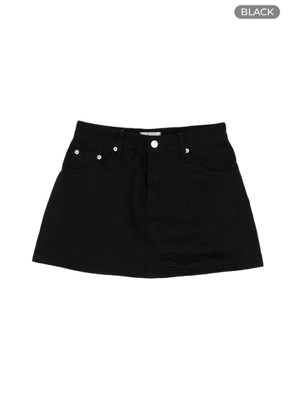 cotton-mini-skirt-cu410 / Black