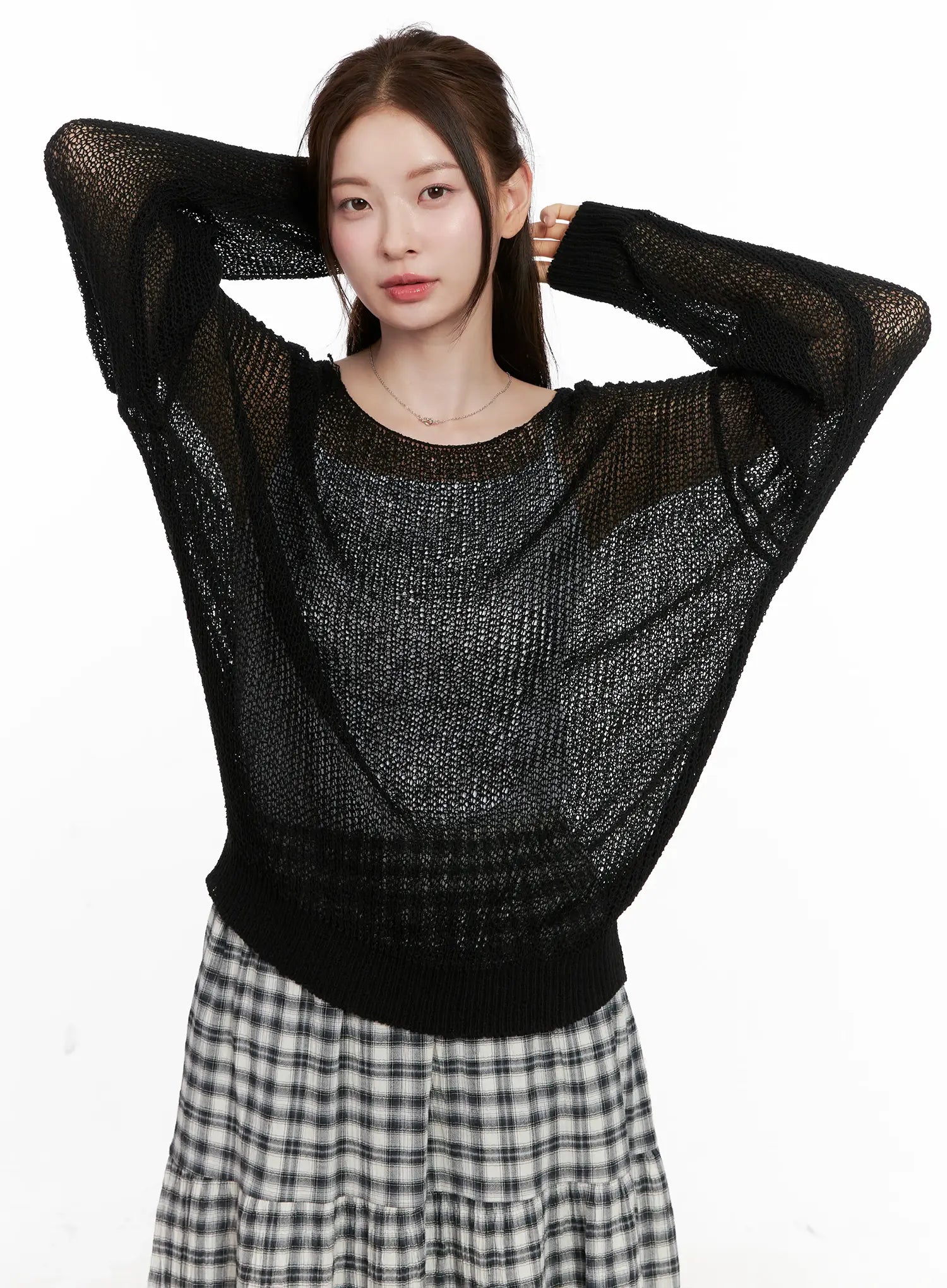 summer-loose-fit-long-sleeve-knit-cl523 / Black