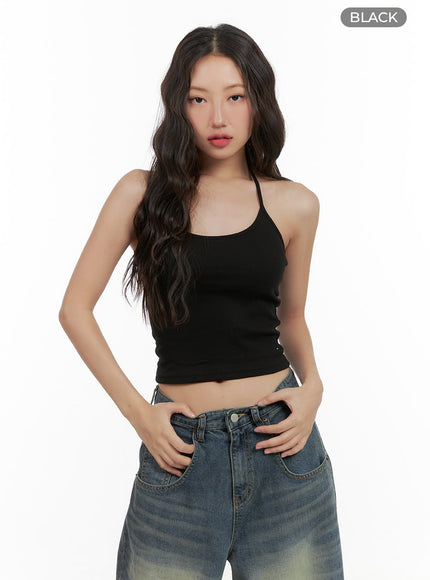 cotton-halter-crop-top-cg423 / Black