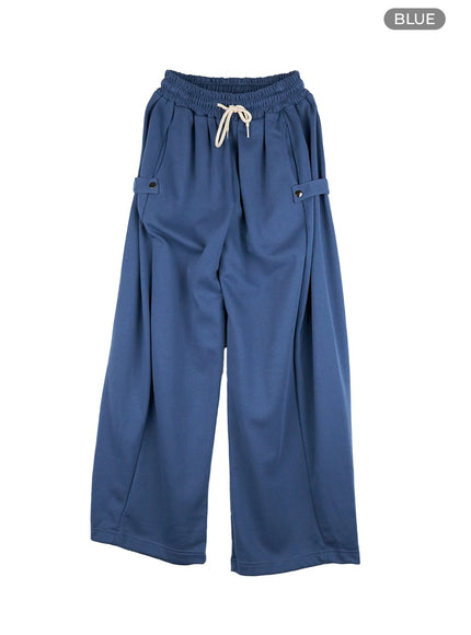 string-banded-pintuck-sweatpants-cg421 / Blue