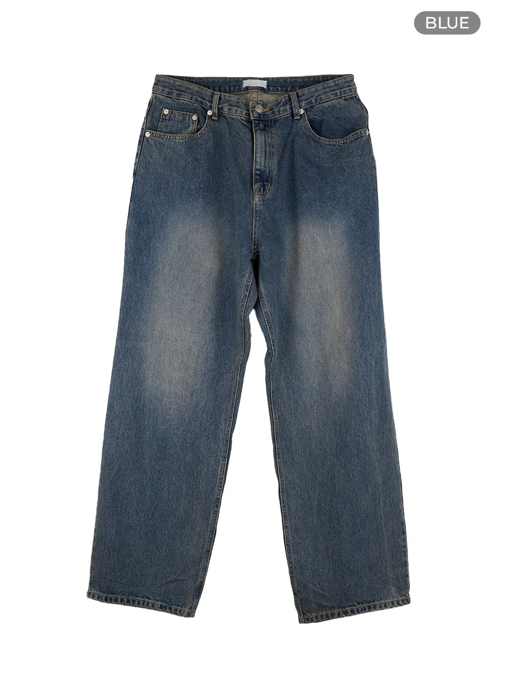 Men's Wide Fit Washed Baggy Jeans CL429 in Blue, size L