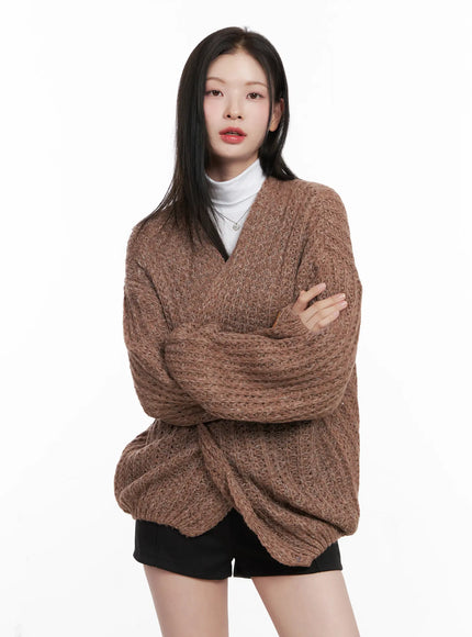 casual-loose-fit-cardigan-cn504 / Brown