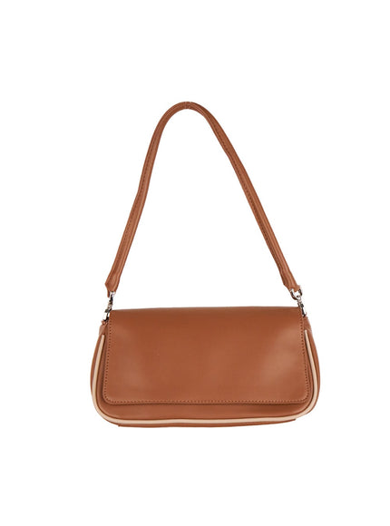 two-tone-trim-shoulder-bag-cj515 / Brown