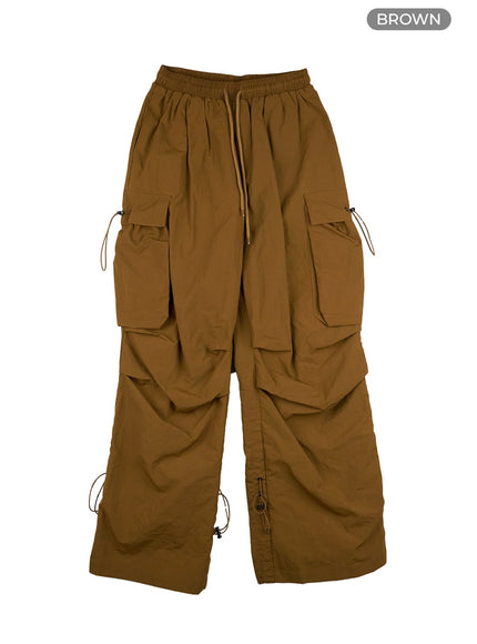 pintuck-nylon-cargo-pants-cg423 / Brown