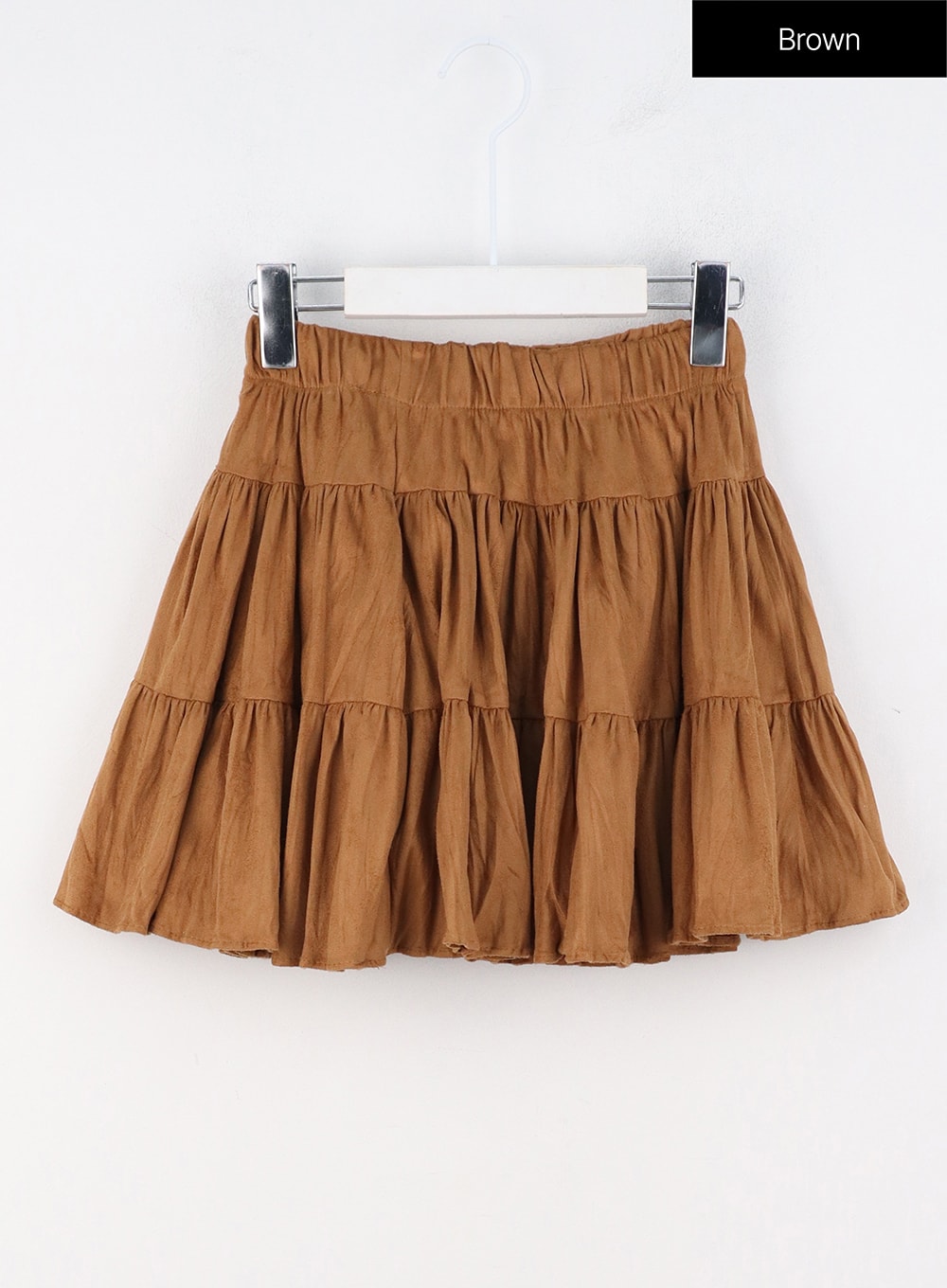 layered-ruffle-mini-skirt-oo325 / Brown
