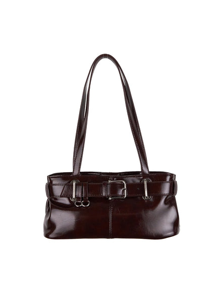 leather-buckle-belt-shoulder-bag-cj502 / Brown