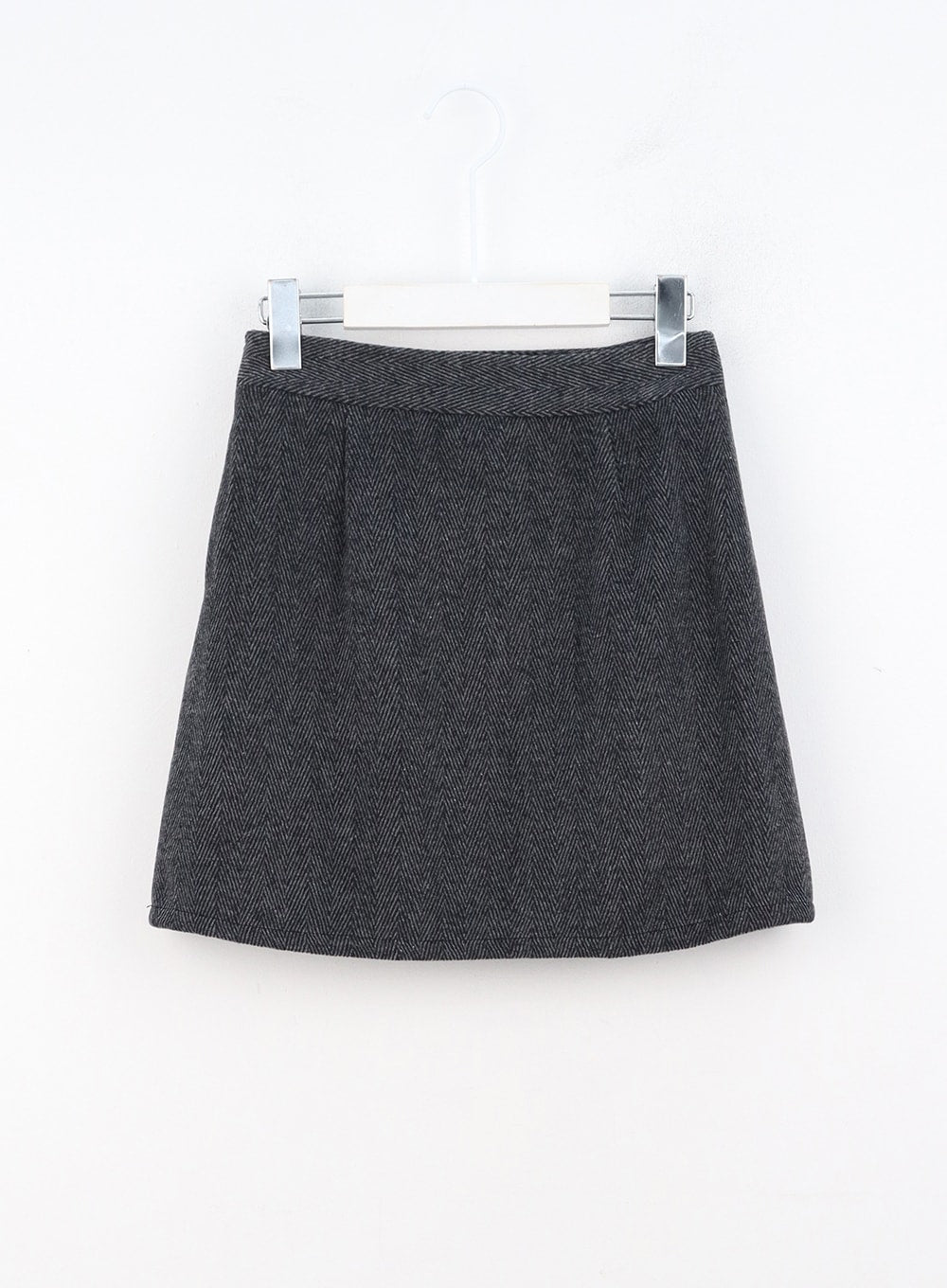 Herringbone Wool Blend Mini Skirt OO327