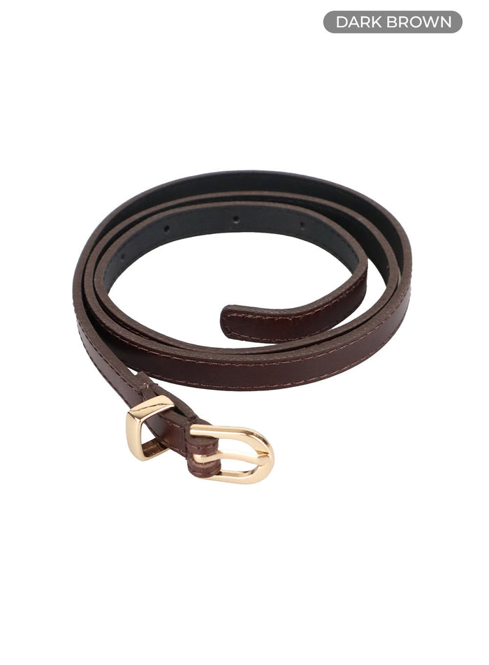 slim-buckle-waist-belt-cy416 / Dark brown