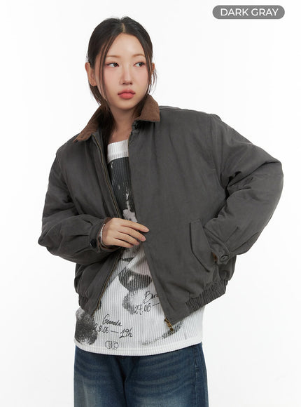 collared-zipper-jacket-co417 / Dark gray