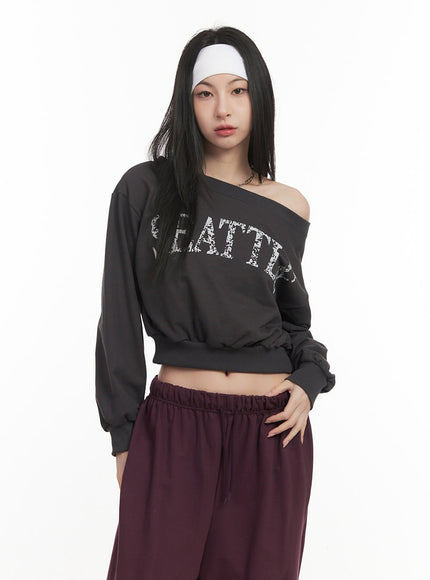 soft-cotton-graphic-cropped-sweatshirt-cf514 / Dark gray